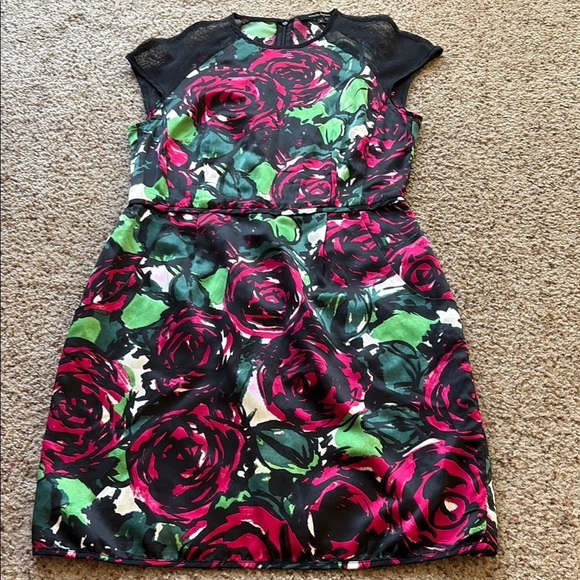Nanette Lenore silk blend Floral Black and Red Dress size 6 - Picture 3 of 8